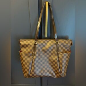 Louis Vuitton Brown Checkered Tote Bag